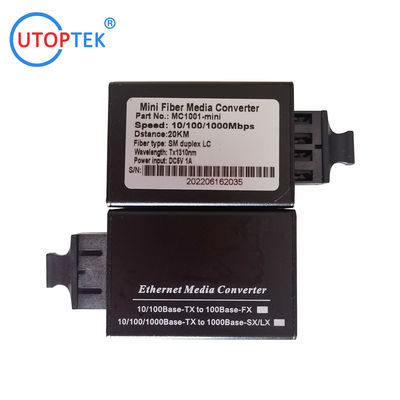 Mini size 10/100/1000M Base 1310nm Single mode dual SC 20km fast Ethernet Fiber Optic Media Converter