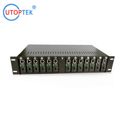 Media converter RACK Chassis Mount 14/16slots 19in 2U dual AC power for CCTV Network using