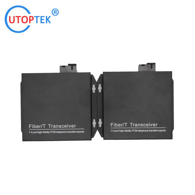 4 Channel RJ11 Telephone +1x10/100M Ethernet Over Fiber Optic Media Converter PCM Voice To Fibre Optic Transceiver
