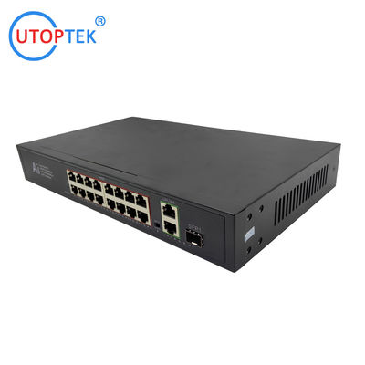 Unmanaged 16xFE POE+2xGE RJ45+1xGE SFP Port Extend distance 10M/250m POE Ethernet Switch support 1U RACK Install