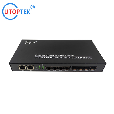 10/100/1000Mbps 2port RJ45+8port SFP fiber ethernet media converter switch normal switch