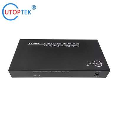 10/100/1000Mbps 2port RJ45+8port SFP fiber ethernet media converter switch normal switch