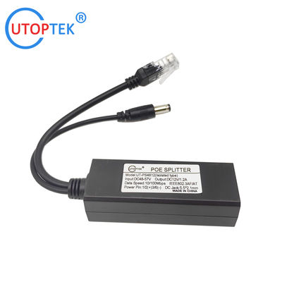 Factory OEM POE Splitter 48V to 12V/5V DC 2.5mm/ Micro-USB/Type-C IEEE802.3af/at for POE switch and IP Cameras/APs