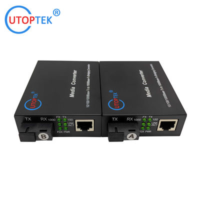 10/100/1000Mbps SM Bidi 20km 1310/1490nm Fast Ethernet Fiber media converter for CCTV Network using