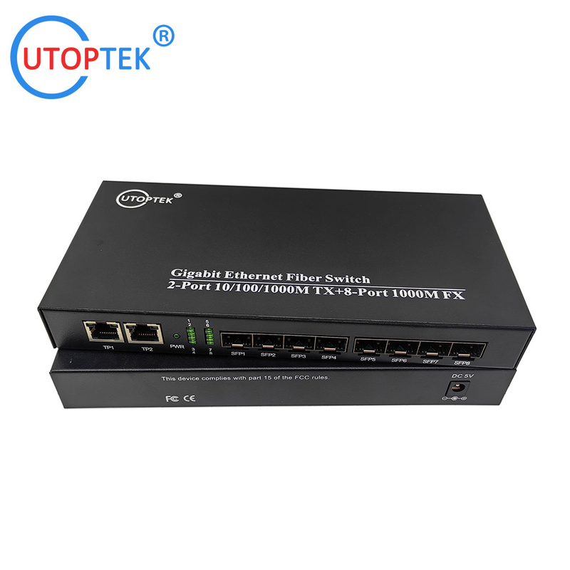 10/100/1000Mbps 2port RJ45+8port SFP fiber ethernet media converter switch normal switch