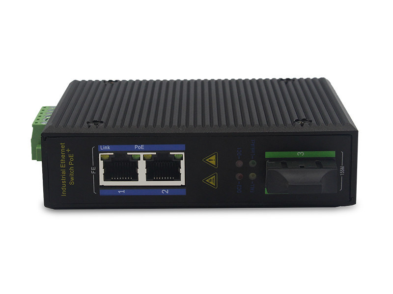 UT12FP-SC20 unmanaged industrial 2x10/100Base-Tx POE+ 1x100M-Fx SC ethernet switch DIN Rail